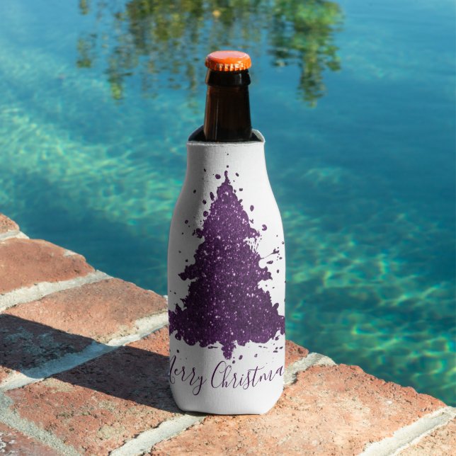 Moody Merry Christmas | Deep Plum Purple Tree Bottle Cooler (In Situ Pool)