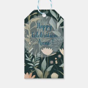 Moody Midnight Botanical Garden Floral Pattern Gift Tags