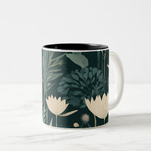 Moody Midnight Botanical Garden Floral Pattern Two-Tone Coffee Mug