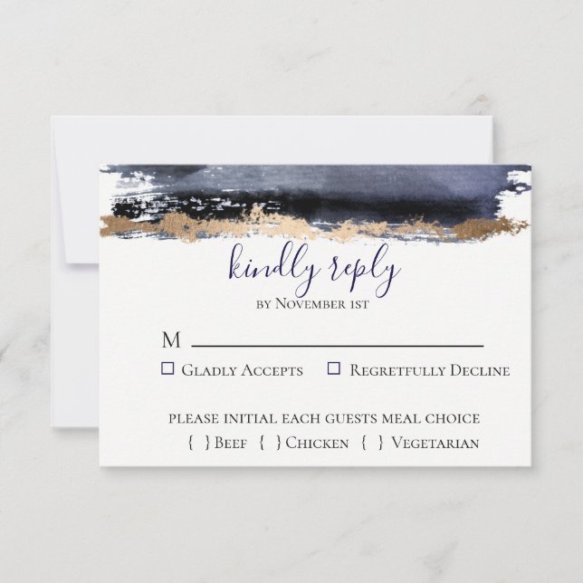 Moody Midnight Wedding RSVP Card (Front)