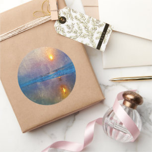 Moody misty seaside sunrise  classic round sticker