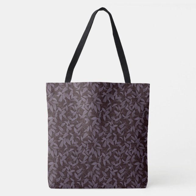 Moody Modern Chic Botanical Leaf Dark Purple Tote Bag (Front)