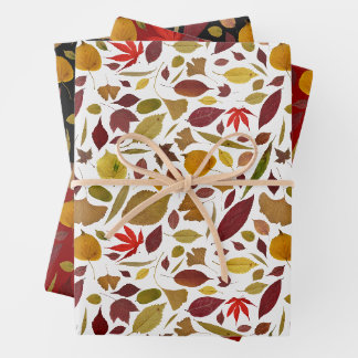 Moody Modern Fall Leaves Thanksgiving Botanical Wrapping Paper Sheet
