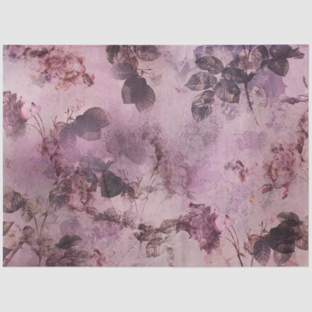 Moody Modern Floral Purple Foliage Craft Decoupage Tissue Paper (Front)