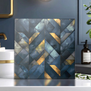 Moody Modern Mosaic Dark Blue Gold ID1185 Tile
