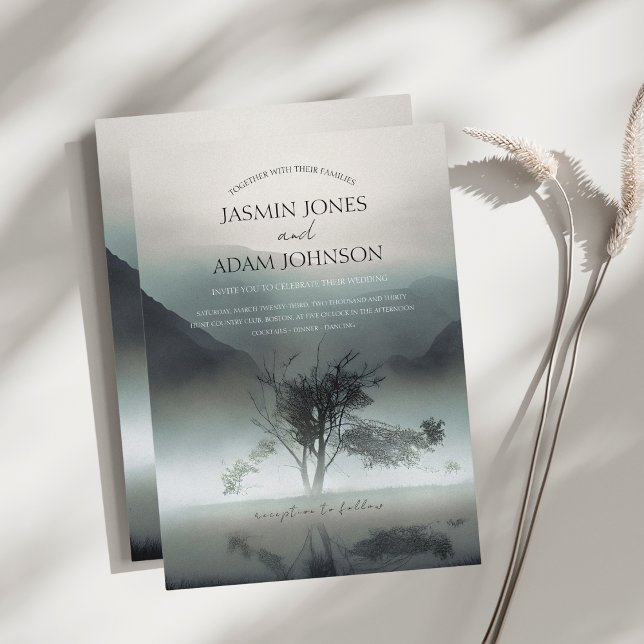 Moody Mountain Dark Aesthetic Woodland Wedding Save The Date (Creator Uploaded)