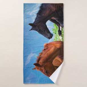 Moody Mountain Horses: A Fine Art Travel  Bath Towel