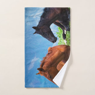 Moody Mountain Horses: A Fine Art Travel Hand Towel