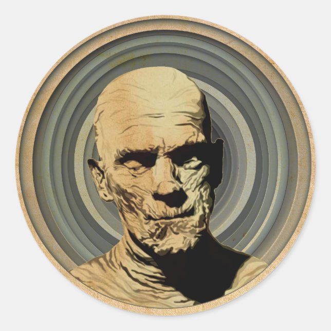 Moody Mummy Classic Round Sticker (Front)