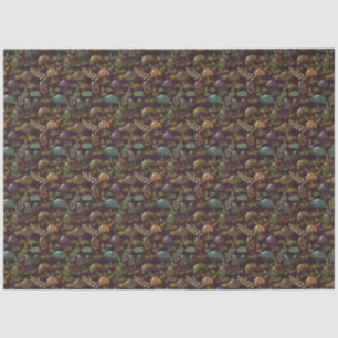 Moody Mushrooms Dark Burgundy Sage Foliage Cute Tissue Paper