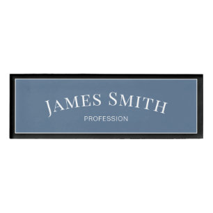 Moody Navy Blue Black Professional Corporate Name Tag