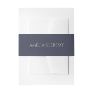 Moody Navy Blue & Burgundy Floral Invitation Belly Band