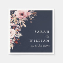 Moody Navy Blue Dusty Pink Floral Wedding