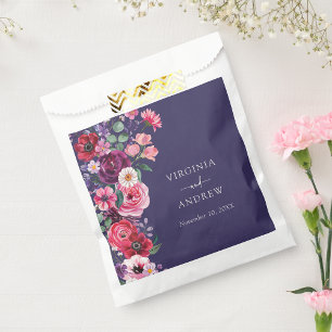 Moody Navy Blue Floral Wedding Favour Bags