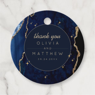 Moody Navy Celestial Wedding Favour Tags