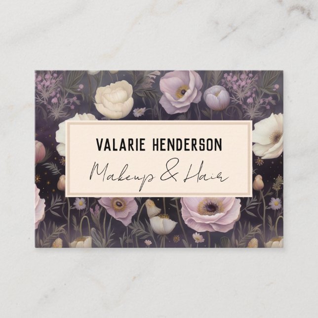 Moody Night Floral Business Card (Front)