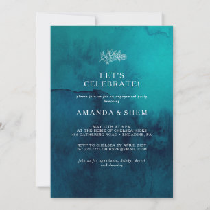 Moody Ocean Watercolor Let's Celebrate Invitation