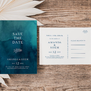 Moody Ocean Watercolor Save The Date Postcard