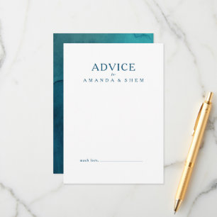 Moody Ocean Watercolor Wedding Advice Card