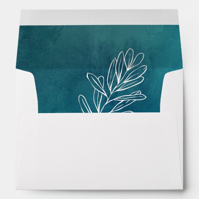 Moody Ocean Watercolor Wedding Invitation Envelope (Back (Bottom))