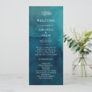 Moody Ocean Watercolor Wedding Program Programme