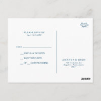 Moody Ocean Watercolor Wedding RSVP Postcard