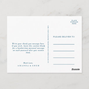 Moody Ocean Watercolor Wedding Thank You Postcard