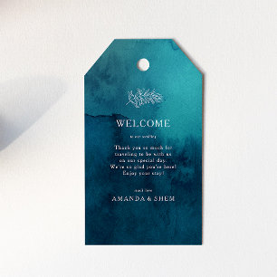 Moody Ocean Watercolor Wedding Welcome Gift Tags