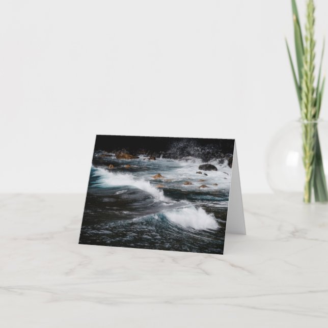 Moody ocean waves, art photo card (Front)