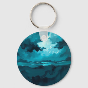 Moody Ocean Waves Under Stormy Sky – Abstract Seas Key Ring