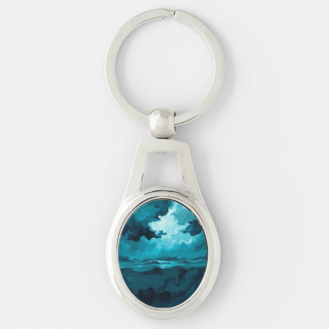 Moody Ocean Waves Under Stormy Sky – Abstract Seas Key Ring (Front)