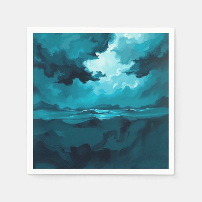 Moody Ocean Waves Under Stormy Sky – Abstract Seas Napkin (Front)