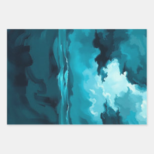 Moody Ocean Waves Under Stormy Sky – Abstract Seas Wrapping Paper Sheet