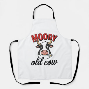 Moody Old Cow Vintage Funny Cow Shirt Design_1 Apron