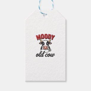 Moody Old Cow Vintage Funny Cow Shirt Design_1 Gift Tags