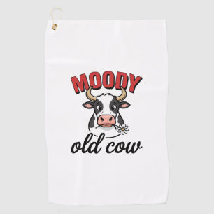 Moody Old Cow Vintage Funny Cow Shirt Design_1 Golf Towel