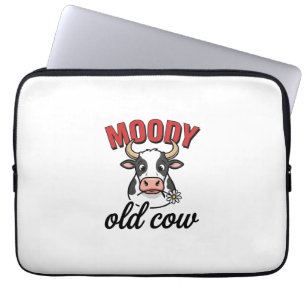 Moody Old Cow Vintage Funny Cow Shirt Design_1 Laptop Sleeve