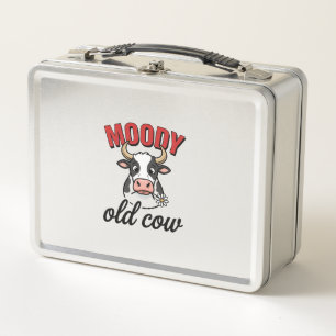 Moody Old Cow Vintage Funny Cow Shirt Design_1 Metal Lunch Box