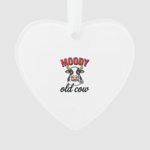 Moody Old Cow Vintage Funny Cow Shirt Design_1 Ornament