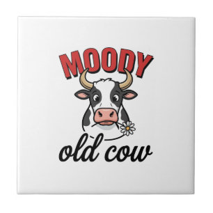 Moody Old Cow Vintage Funny Cow Shirt Design_1 Tile