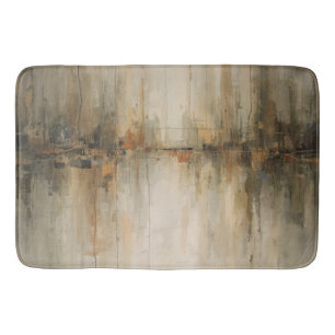 Moody Olive Grey Burnt Orange Amber Black Abstract Bath Mat