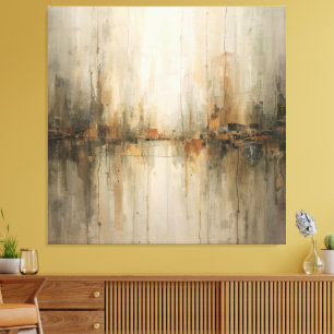 Moody Olive Grey Burnt Orange Amber Black Abstract Canvas Print