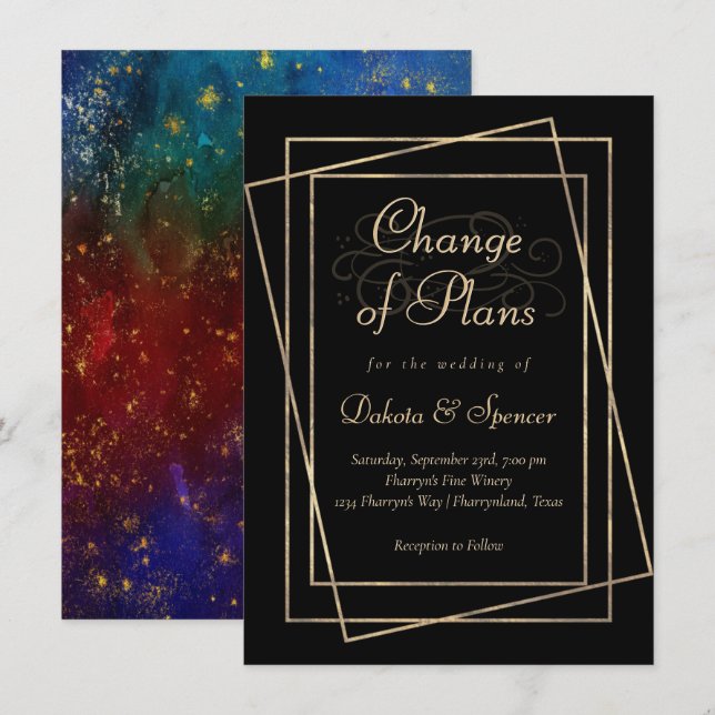 Moody Ombre | Jewel Tone Change of Plans Wedding Invitation (Front/Back)