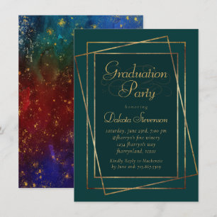 Moody Ombre   Jewel Tone Green Graduation Party Invitation