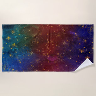 Moody Ombre   Psychedelic Grunge Gold Stardust Beach Towel