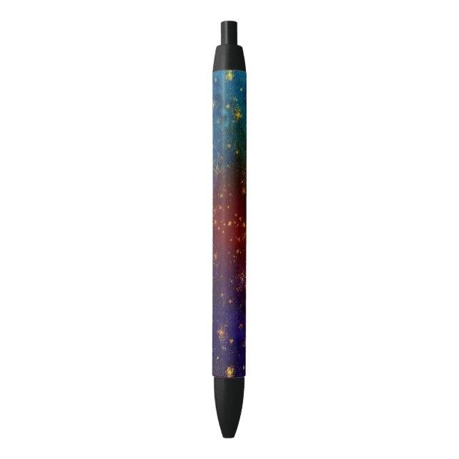 Moody Ombre | Psychedelic Grunge Gold Stardust Black Ink Pen (Front Vertical)