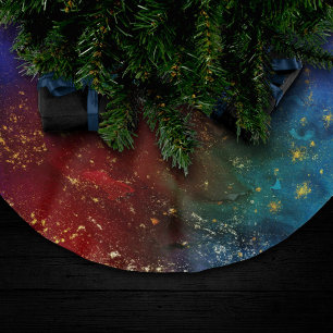 Moody Ombre Psychedelic Grunge Gold Stardust Brushed Polyester Tree Skirt