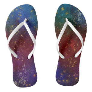 Moody Ombre   Psychedelic Grunge Gold Stardust Flip Flops