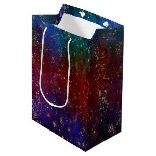Moody Ombre   Psychedelic Grunge Gold Stardust Med Medium Gift Bag