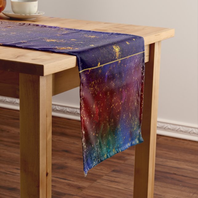 Moody Ombre | Psychedelic Grunge Gold Stardust Short Table Runner (In Situ)